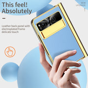 For Google Pixel Fold Litchi Pattern Electroplating Pen Slot Double Hinge Folding Phone Case with Stylus(Blue)