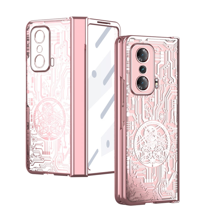 For Honor Magic V Mechanical Legend Integrated Electroplating All-inclusive Phone Case(Rose Gold)