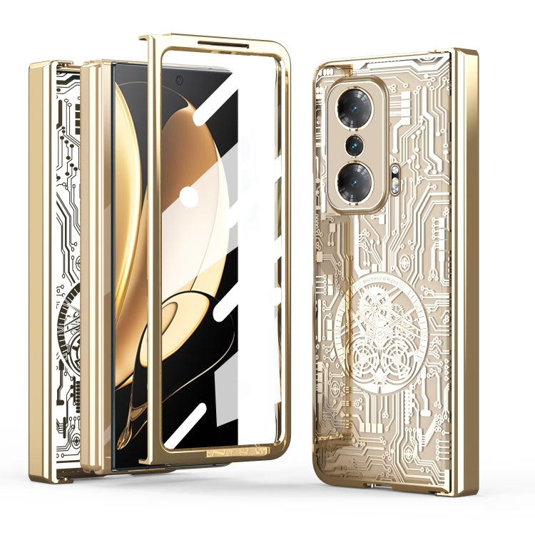 For Honor Magic V Mechanical Legend Integrated Electroplating All-inclusive Phone Case(Champagne Gold)