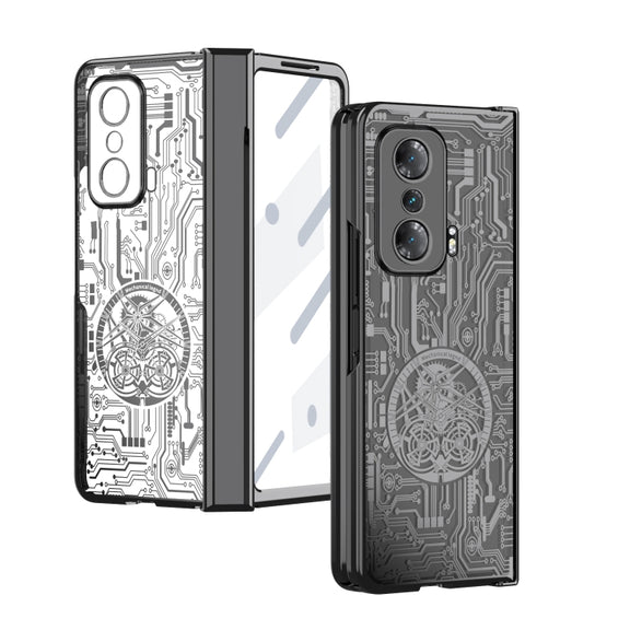 For Honor Magic V Mechanical Legend Integrated Electroplating All-inclusive Phone Case(Black)