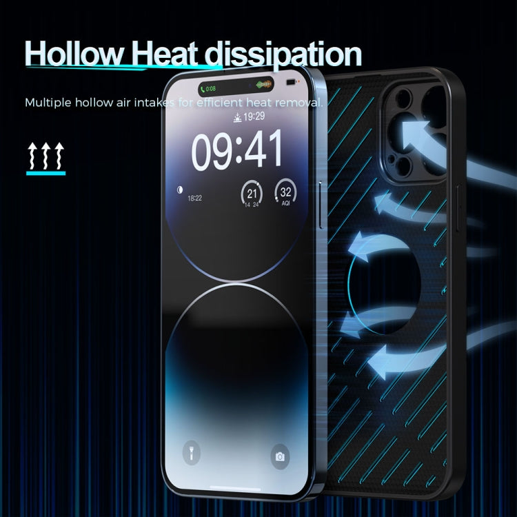 For iPhone 14 R-JUST RJ57 CD Pattern MagSafe Cooling Phone Case(Black)