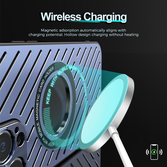 For iPhone 12 R-JUST RJ57 CD Pattern MagSafe Cooling Phone Case(Blue)