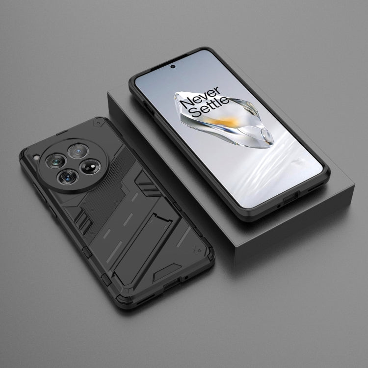 For OnePlus 12 5G Punk Armor 2 in 1 PC + TPU Phone Case with Holder(Black)