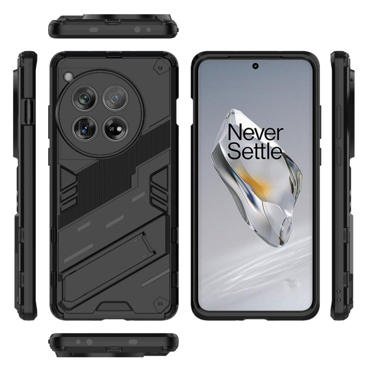 For OnePlus 12 5G Punk Armor 2 in 1 PC + TPU Phone Case with Holder(Black)