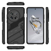For OnePlus 12 5G Punk Armor 2 in 1 PC + TPU Phone Case with Holder(Black)