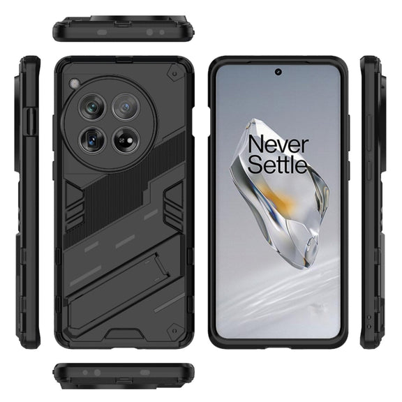 For OnePlus 12 5G Punk Armor 2 in 1 PC + TPU Phone Case with Holder(Black)