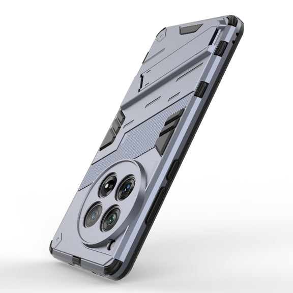 For OnePlus 12 5G Punk Armor 2 in 1 PC + TPU Phone Case with Holder(Grey)