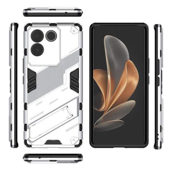 For vivo S17e Punk Armor 2 in 1 PC + TPU Phone Case with Holder(White)