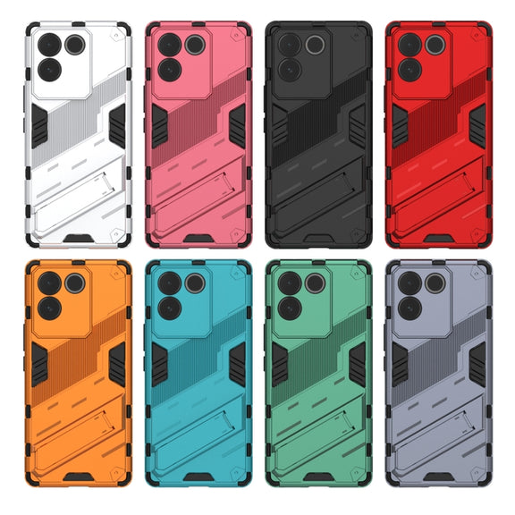 For vivo S17e Punk Armor 2 in 1 PC + TPU Phone Case with Holder(White)