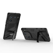 For vivo iQOO 12 Pro 5G Punk Armor 2 in 1 PC + TPU Phone Case with Holder(Black)