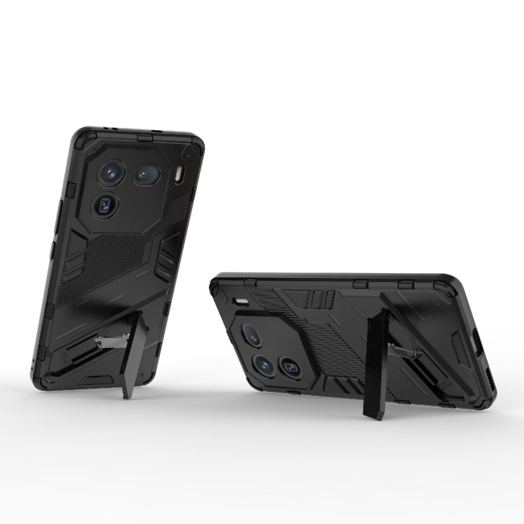 For vivo iQOO 12 5G Punk Armor 2 in 1 PC + TPU Phone Case with Holder(Black)