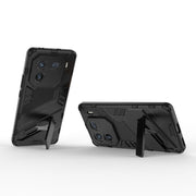 For vivo iQOO 12 5G Punk Armor 2 in 1 PC + TPU Phone Case with Holder(Black)