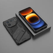 For vivo iQOO 12 5G Punk Armor 2 in 1 PC + TPU Phone Case with Holder(Black)