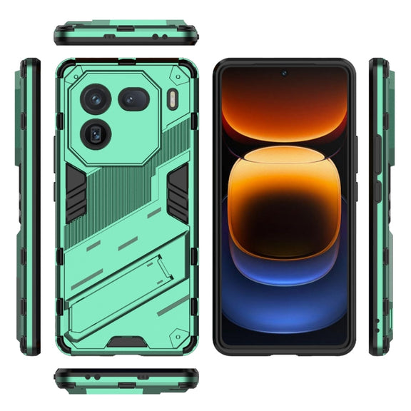 For vivo iQOO 12 5G Punk Armor 2 in 1 PC + TPU Phone Case with Holder(Green)