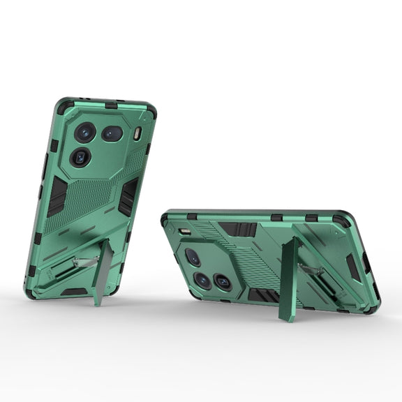 For vivo iQOO 12 5G Punk Armor 2 in 1 PC + TPU Phone Case with Holder(Green)