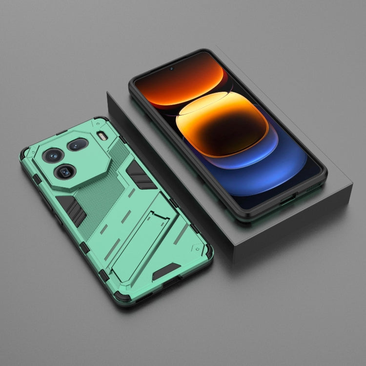 For vivo iQOO 12 5G Punk Armor 2 in 1 PC + TPU Phone Case with Holder(Green)