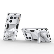 For vivo iQOO 12 5G Punk Armor 2 in 1 PC + TPU Phone Case with Holder(White)