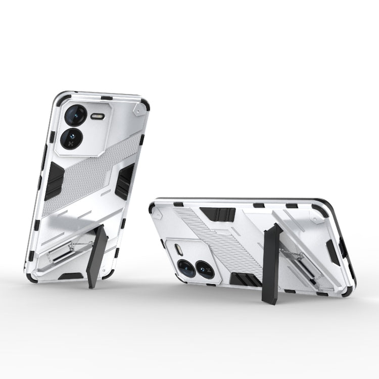 For vivo iQOO Z9 5G Punk Armor 2 in 1 PC + TPU Phone Case with Holder(White)