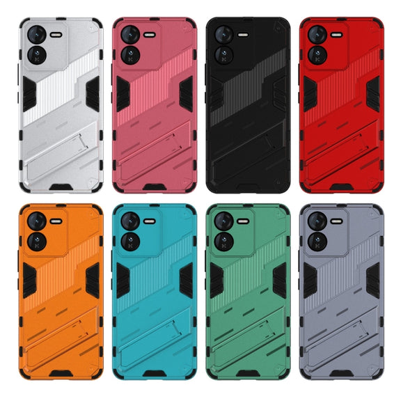 For vivo iQOO Z9 5G Punk Armor 2 in 1 PC + TPU Phone Case with Holder(White)