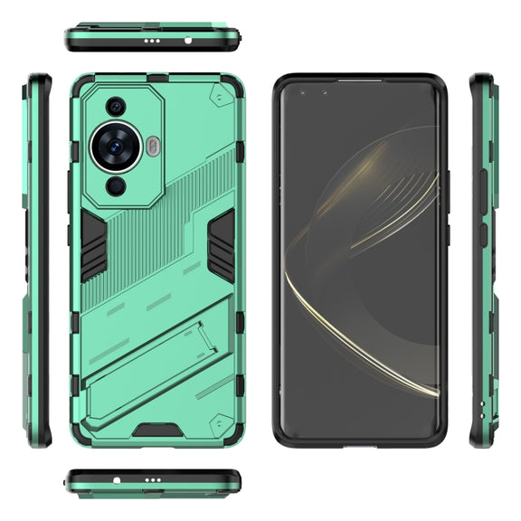 For Huawei nova 11 Pro 4G Punk Armor 2 in 1 PC + TPU Phone Case with Holder(Green)