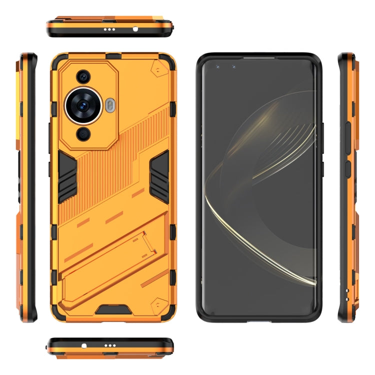 For Huawei nova 11 Pro 4G Punk Armor 2 in 1 PC + TPU Phone Case with Holder(Orange)
