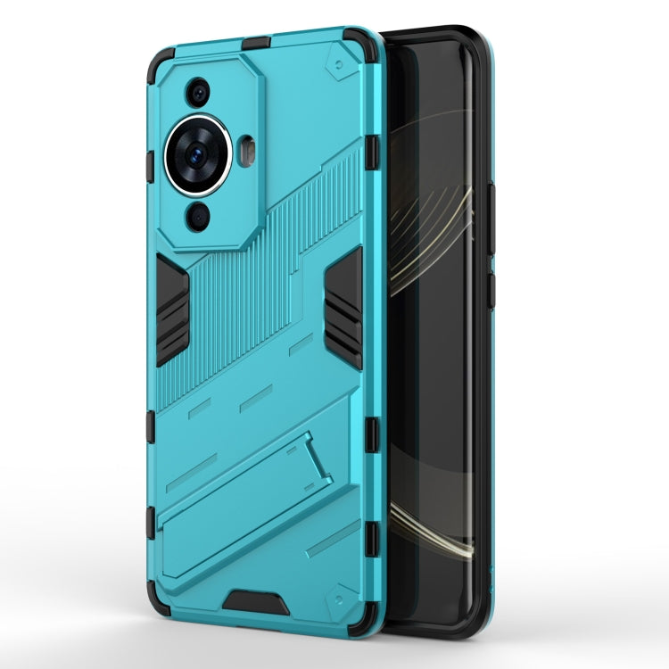 For Huawei nova 11 Pro 4G Punk Armor 2 in 1 PC + TPU Phone Case with Holder(Blue)