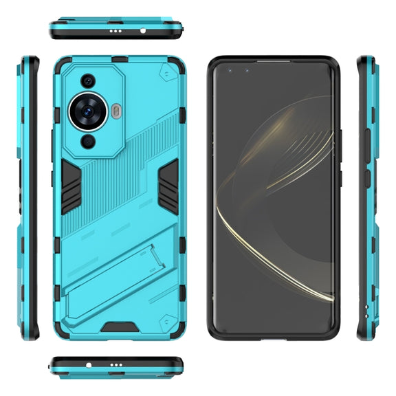 For Huawei nova 11 Pro 4G Punk Armor 2 in 1 PC + TPU Phone Case with Holder(Blue)