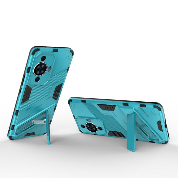 For Huawei nova 11 Pro 4G Punk Armor 2 in 1 PC + TPU Phone Case with Holder(Blue)