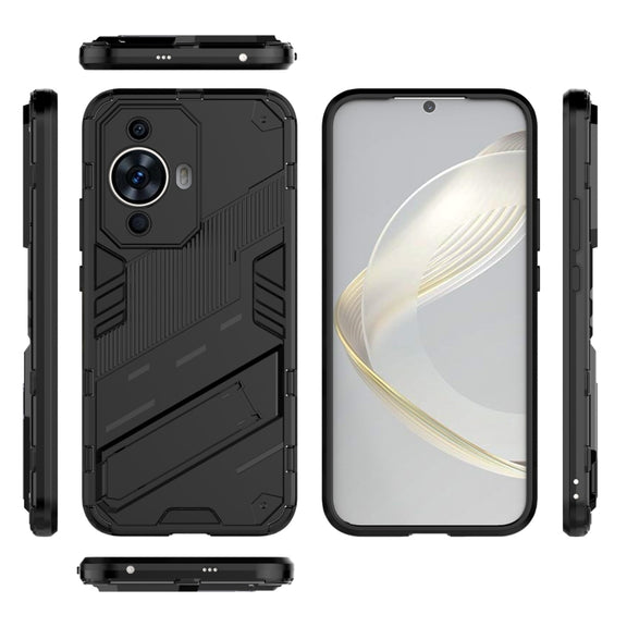 For Huawei nova 11 4G Punk Armor 2 in 1 PC + TPU Phone Case with Holder(Black)