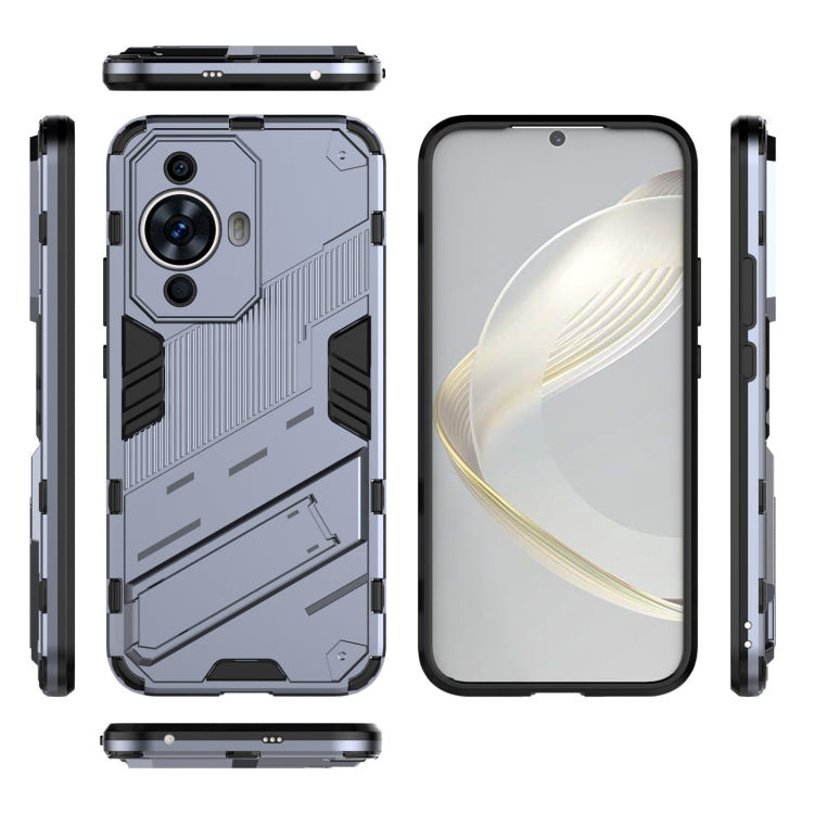 For Huawei nova 11 4G Punk Armor 2 in 1 PC + TPU Phone Case with Holder(Grey)