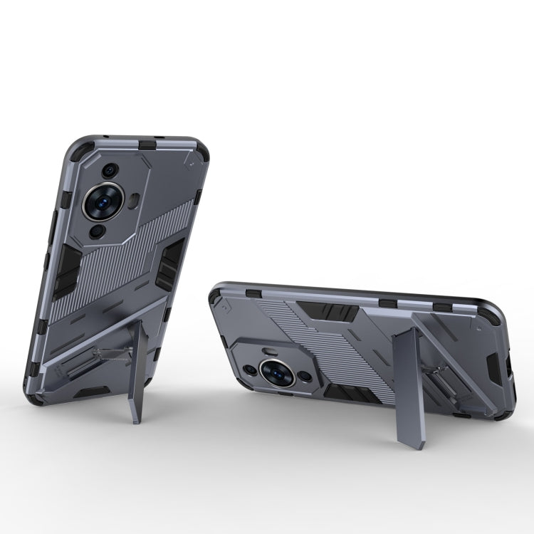For Huawei nova 11 4G Punk Armor 2 in 1 PC + TPU Phone Case with Holder(Grey)