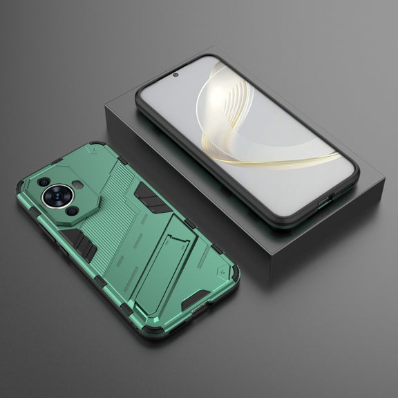 For Huawei nova 11 4G Punk Armor 2 in 1 PC + TPU Phone Case with Holder(Green)