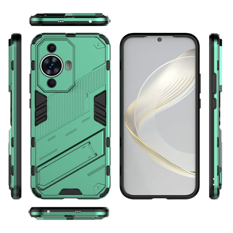 For Huawei nova 11 4G Punk Armor 2 in 1 PC + TPU Phone Case with Holder(Green)