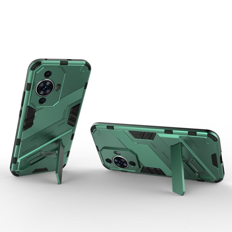 For Huawei nova 11 4G Punk Armor 2 in 1 PC + TPU Phone Case with Holder(Green)