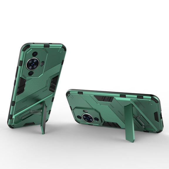For Huawei nova 11 4G Punk Armor 2 in 1 PC + TPU Phone Case with Holder(Green)
