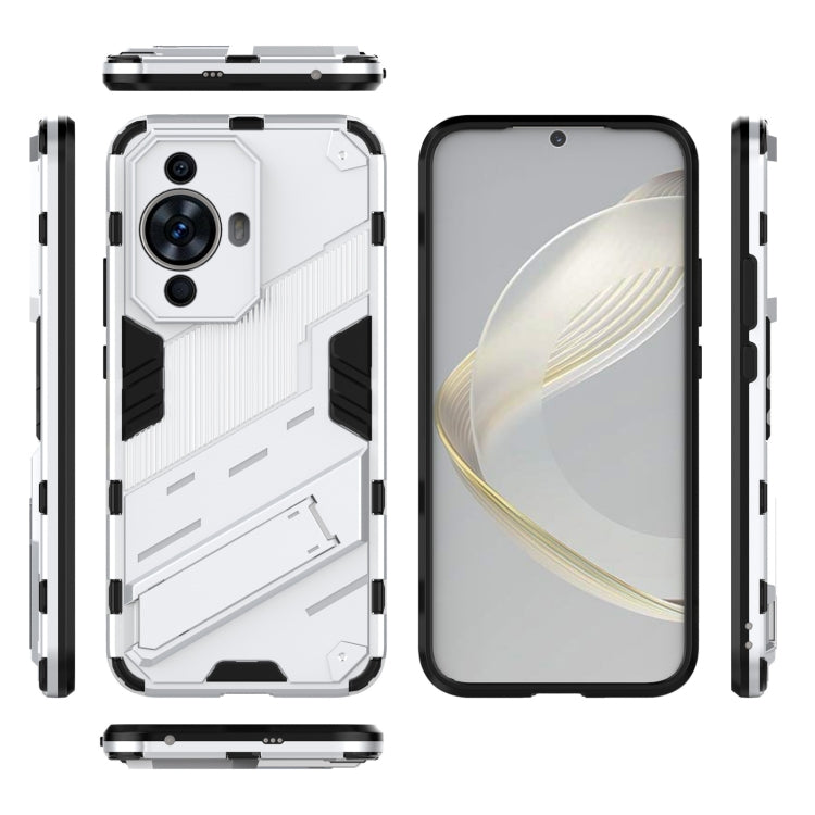 For Huawei nova 11 4G Punk Armor 2 in 1 PC + TPU Phone Case with Holder(White)
