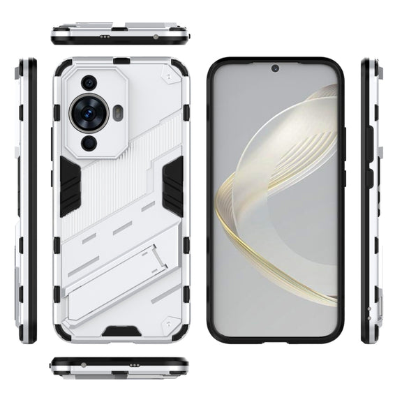 For Huawei nova 11 4G Punk Armor 2 in 1 PC + TPU Phone Case with Holder(White)