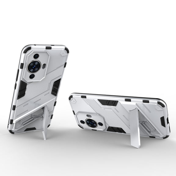 For Huawei nova 11 4G Punk Armor 2 in 1 PC + TPU Phone Case with Holder(White)