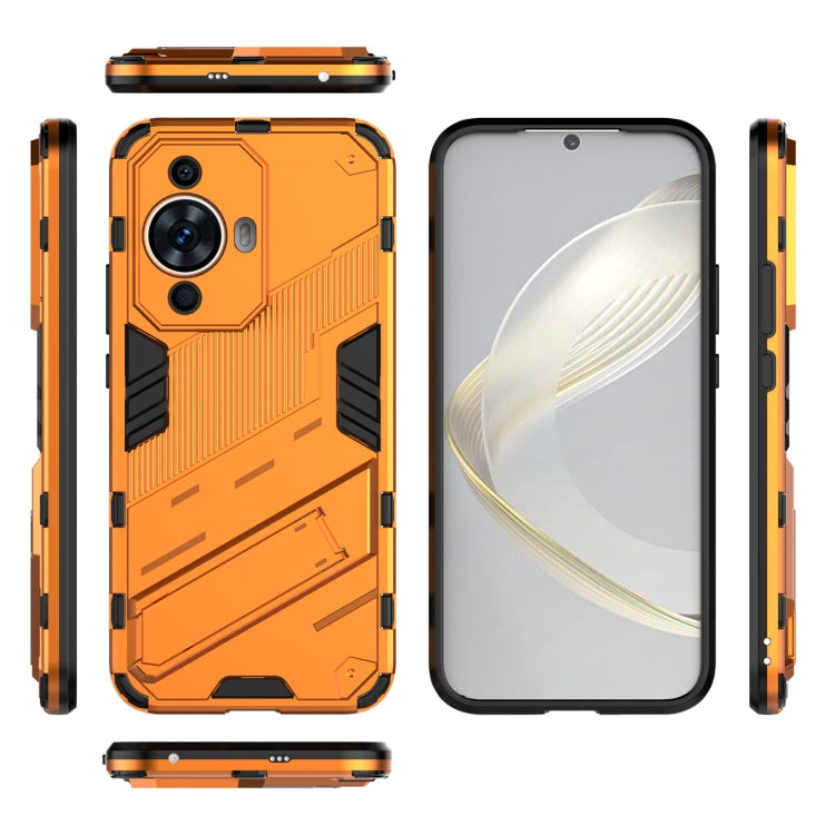For Huawei nova 11 4G Punk Armor 2 in 1 PC + TPU Phone Case with Holder(Orange)