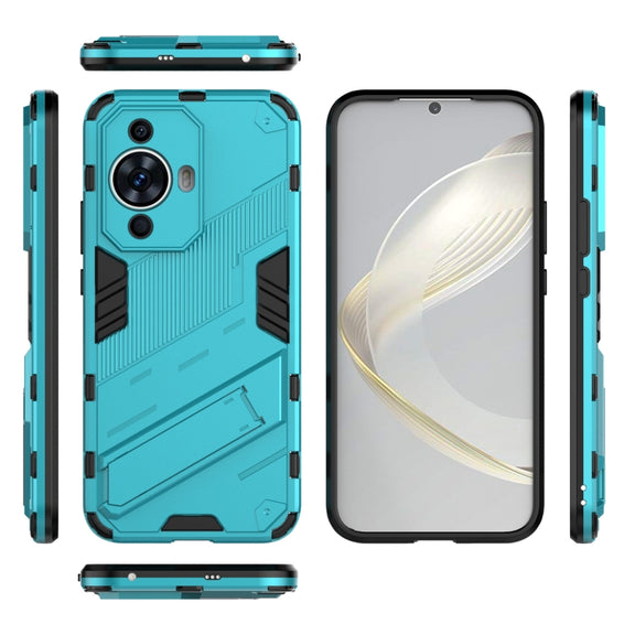 For Huawei nova 11 4G Punk Armor 2 in 1 PC + TPU Phone Case with Holder(Blue)