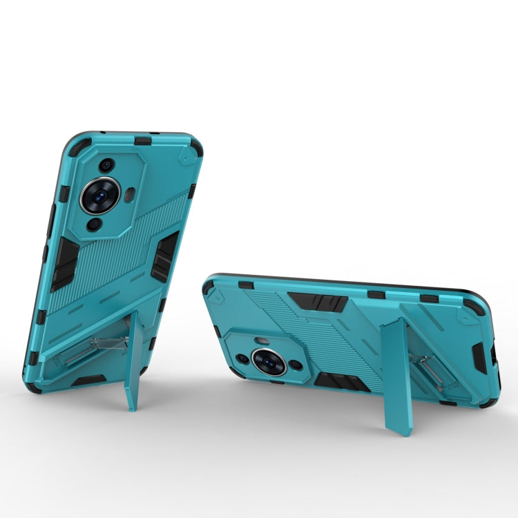 For Huawei nova 11 4G Punk Armor 2 in 1 PC + TPU Phone Case with Holder(Blue)