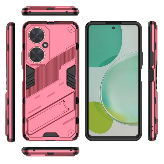 For Huawei nova 11i 4G Punk Armor 2 in 1 PC + TPU Phone Case with Holder(Light Red)