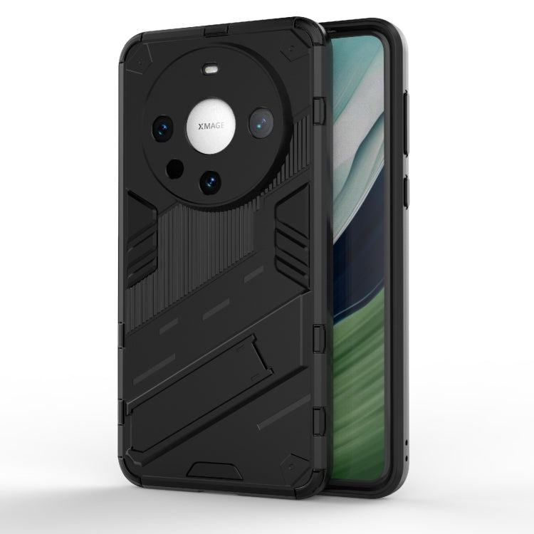 For Huawei Mate 60 Pro Punk Armor 2 in 1 PC + TPU Phone Case with Holder(Black)
