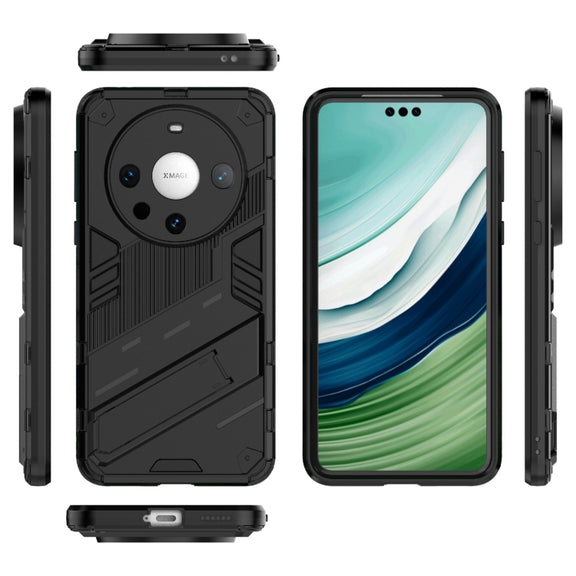 For Huawei Mate 60 Pro Punk Armor 2 in 1 PC + TPU Phone Case with Holder(Black)