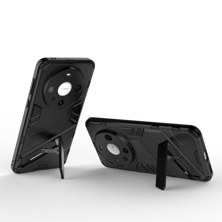 For Huawei Mate 60 Pro Punk Armor 2 in 1 PC + TPU Phone Case with Holder(Black)