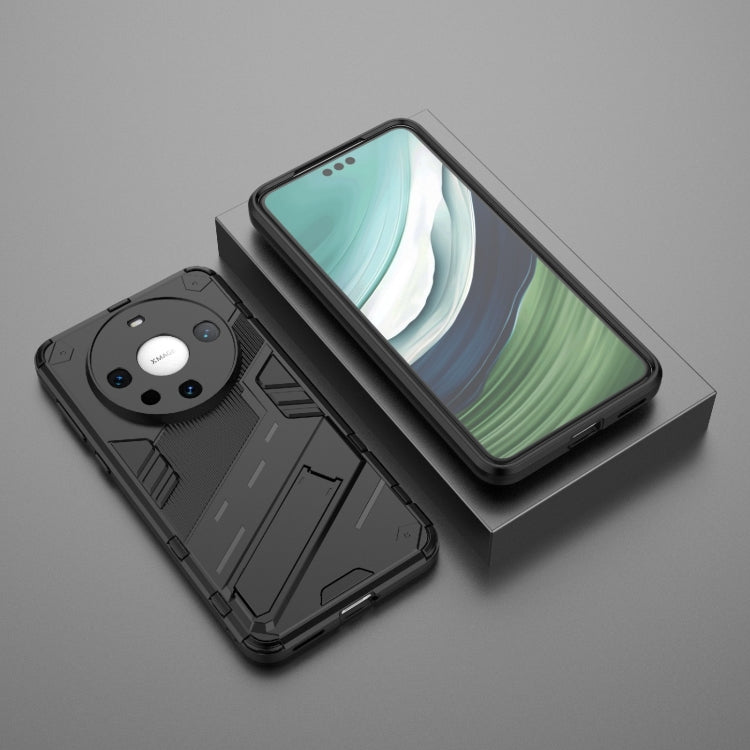 For Huawei Mate 60 Pro Punk Armor 2 in 1 PC + TPU Phone Case with Holder(Black)