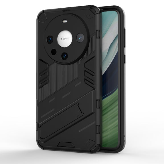 For Huawei Mate 60 Pro Punk Armor 2 in 1 PC + TPU Phone Case with Holder(Black)