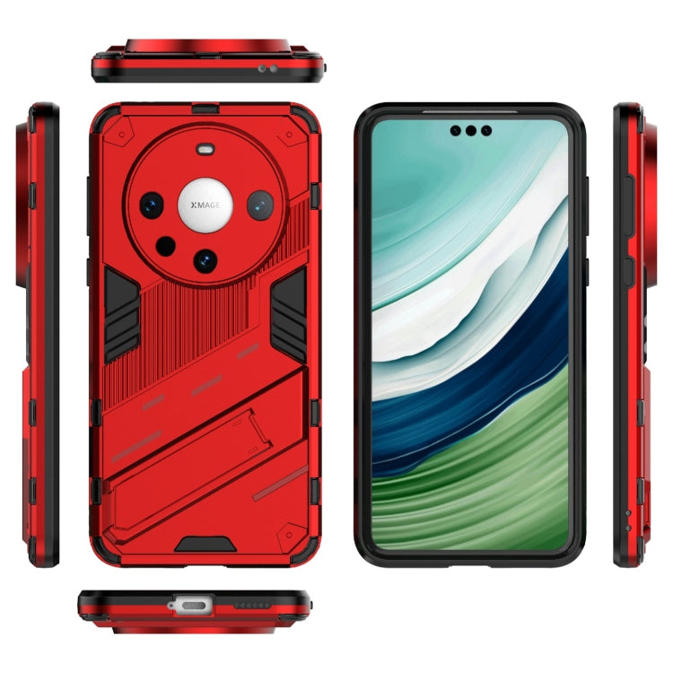 For Huawei Mate 60 Pro Punk Armor 2 in 1 PC + TPU Phone Case with Holder(Red)