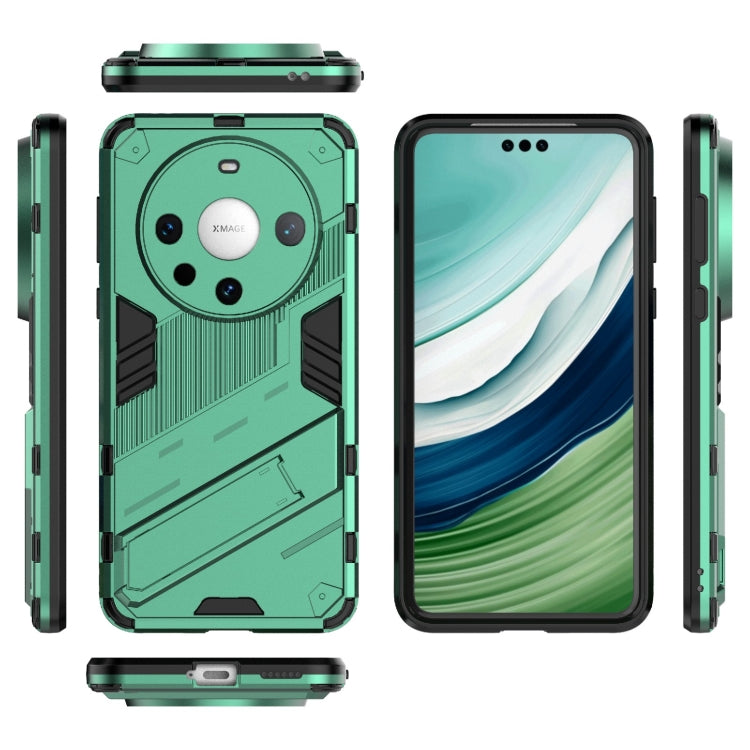 For Huawei Mate 60 Pro Punk Armor 2 in 1 PC + TPU Phone Case with Holder(Green)