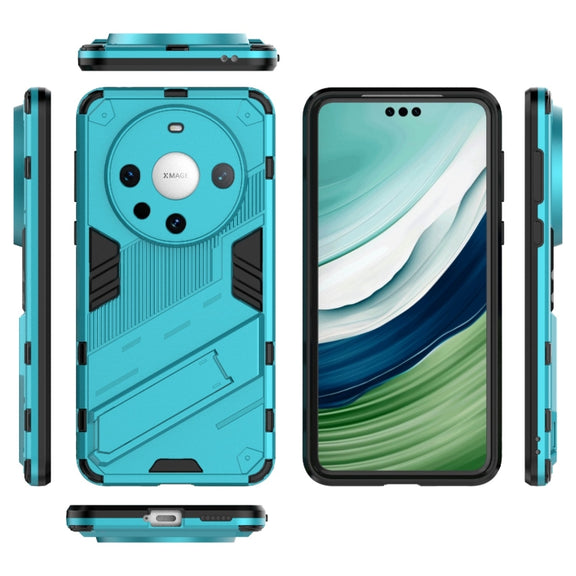 For Huawei Mate 60 Pro Punk Armor 2 in 1 PC + TPU Phone Case with Holder(Blue)